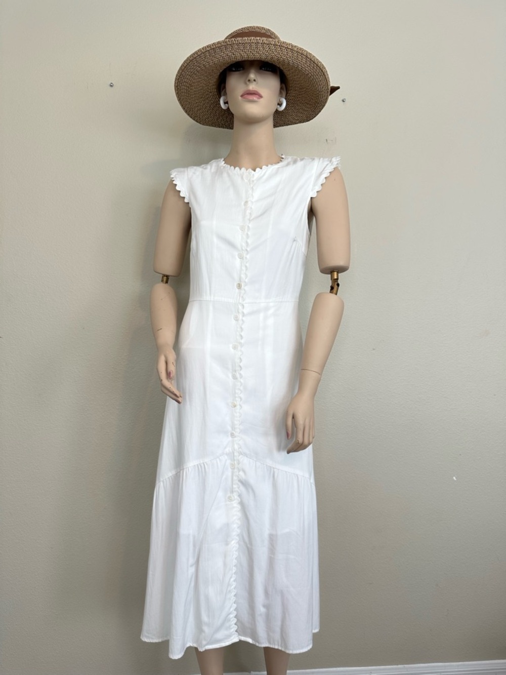 RIHOAS White Cap-Sleeve Midi Dress - Picture 2 of 6